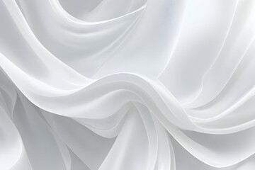 Obraz premium Fluid Interplay of Textures A Fusion of Gossamer Silk and Glistening Plastic in White Wave Symphony