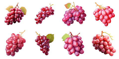 Png Set Sliced red grapes displayed on a transparent background