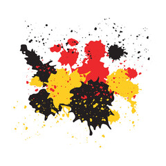 Illustration of black, red and yellow inkblots. Colors reminiscent of the flags of many countries . Vector isolated on transparent background.