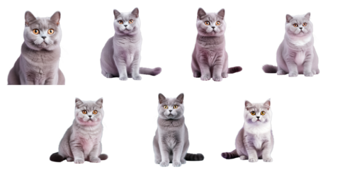 Png Set Stunning Scottish straight chinchilla cat transparent background