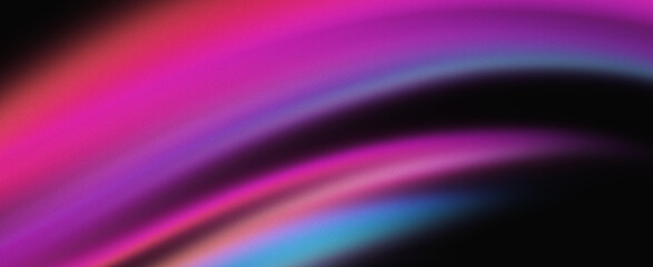 Purple magenta pink blue abstract color wave black background grainy texture banner website header design