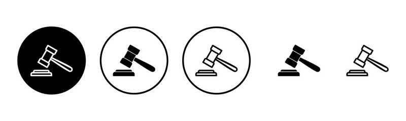 Gavel icon set illustration. judge gavel sign and symbol. law icon. auction hammer