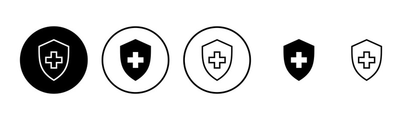 Health insurance icon set illustration. Insurance document sign and symbol