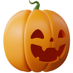 3D Halloween Pumpkin. Halloween design element In 3D and plastic cartoon style. Halloween pumpkin 3D style for poster, banner, greeting card