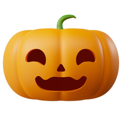 3D Halloween Pumpkin. Halloween design element In 3D and plastic cartoon style. Halloween pumpkin 3D style for poster, banner, greeting card