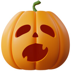 3D Halloween Pumpkin. Halloween design element In 3D and plastic cartoon style. Halloween pumpkin 3D style for poster, banner, greeting card