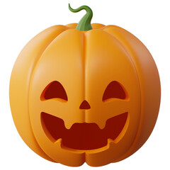 3D Halloween Pumpkin. Halloween design element In 3D and plastic cartoon style. Halloween pumpkin 3D style for poster, banner, greeting card