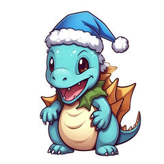 Obraz premium Cute Dinosaur Christmas Clipart Illustration