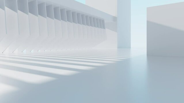 Abstract outdoor geometric building , light and shadow motion , 3d rendering.