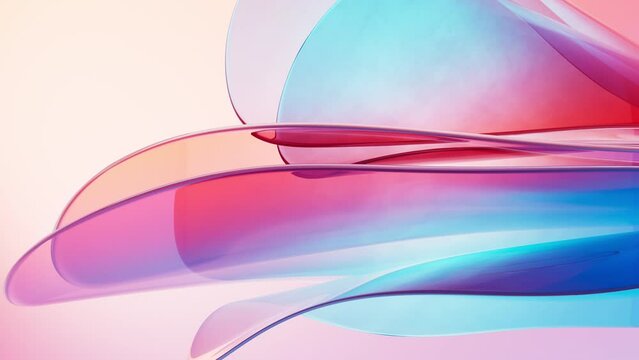 Abstract gradient glass background video, 3d rendering.