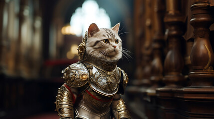 Regal Armored Cat made with Generative AI Technology