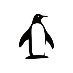 penguin logo silhouette flat style vector