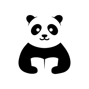panda logo reading a book vector flat style