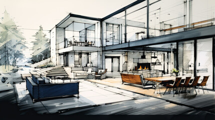 Fototapeta na wymiar Renovation concept - transforming an apartment through restoration or refurbishment, Illustration 
