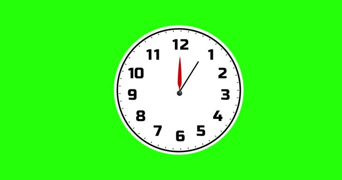 4k 10 second stopwatch .10 second analog clock icon in flat style, timer on green screen background.