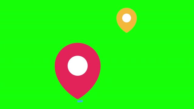 2d animation of direction pin pointer on green screen