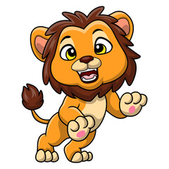 Cute lion cartoon on white background