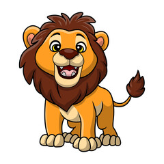 Cute lion cartoon on white background
