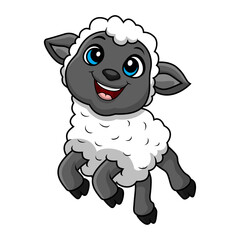 Cute sheep cartoon on white background