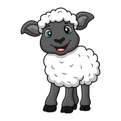 Cute sheep cartoon on white background