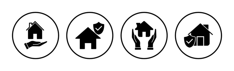 Home insurance icon vector. home shield protect logo