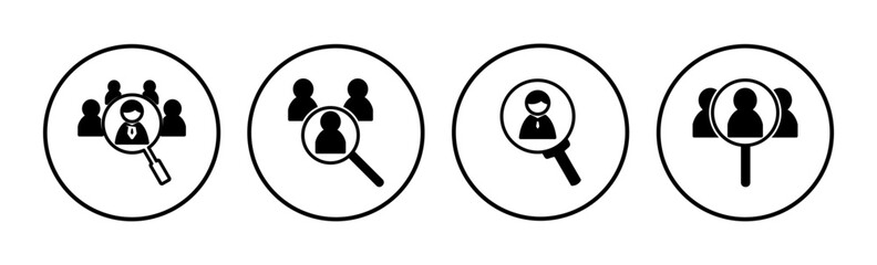 Hiring icon vector. search job vacancy icon. magnifying glass looking for people