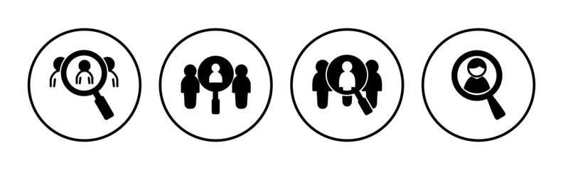 Hiring icon vector. search job vacancy icon. magnifying glass looking for people