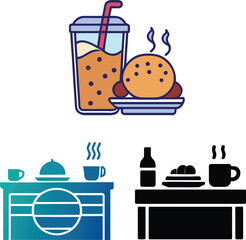 set of food breakfast icon vector