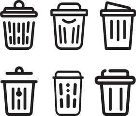 Trash bin icon vector silhouette illustration