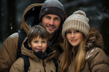 Fototapeta premium Winter Family - ai generated