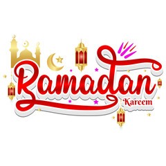 Lettering ramadan kareem islamic arabic typography text for marhaban ya ramadhan sticker with...