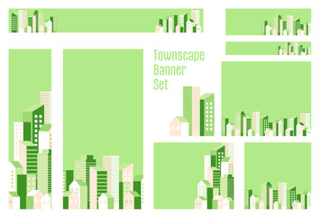 バナーセット_ビル群_緑
