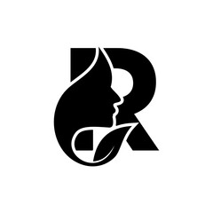 Initial R face beauty logo design templates
