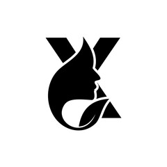 Initial X face beauty logo design templates
