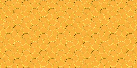 Background of honeycomb geomaetric yellow naturae gold mosic and tile seamless texgture squere shape background. Seamless pattern with lines Abstract Pattern wave met texture brown sprial white script