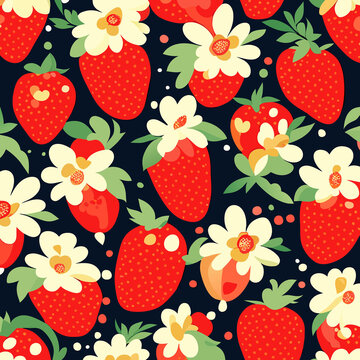 strawberry fruits pattern seamless background