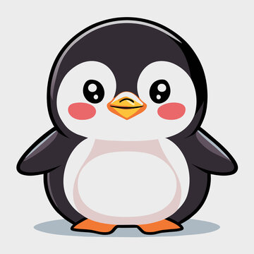 a cute baby penguin isolated on blank background