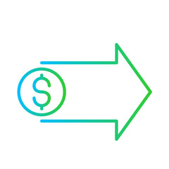 Fototapeta premium Income digital marketing icon with blue and green gradient outline style. income, money, investment, business, finance, financial, payment. Vector Illustration