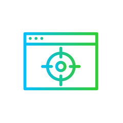 Target digital marketing icon with blue and green gradient outline style. business, target, symbol, success, strategy, goal, concept. Vector Illustration