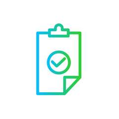 Check digital marketing icon with blue and green gradient outline style. check, tick, symbol, correct, sign, check mark, mark. Vector Illustration