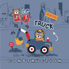 vector illustration of a cute bear driving a big truck