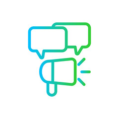 Campaign digital marketing icon with blue and green gradient outline style. campaign, media, strategy, marketing, social, digital, seo. Vector Illustration