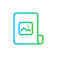 Media digital marketing icon with blue and green gradient outline style. media, internet, network, social, sign, web, business. Vector Illustration