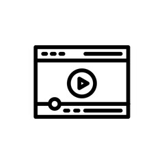 Live streaming digital marketing icon with black outline style. play, live, movie, online, stream, video, button. Vector Illustration