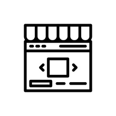 Online shop digital marketing icon with black outline style. buy, online, symbol, cart, store, sale, shop. Vector Illustration