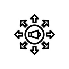 Promotion digital marketing icon with black outline style. promotion, business, symbol, marketing, sign, online, web. Vector Illustration