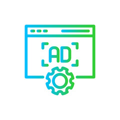 Advertising system digital marketing icon with blue and green gradient outline style. system, business, advertising, symbol, marketing, design, banner. Vector Illustration