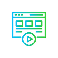 Web content digital marketing icon with blue and green gradient outline style. content, internet, web, marketing, symbol, social, media. Vector Illustration