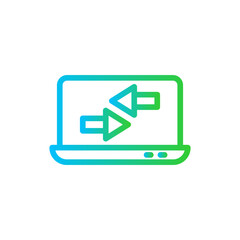 Digital transaction digital marketing icon with blue and green gradient outline style. digital, transaction, payment, finance, technology, online, internet. Vector Illustration