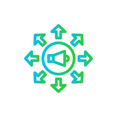 Promotion digital marketing icon with blue and green gradient outline style. promotion, business, symbol, marketing, sign, online, web. Vector Illustration